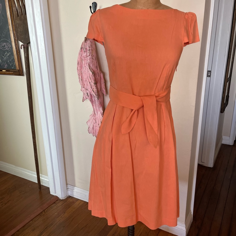 Theory Analba Tangerine Orange Tie Front Short Sleeve Dress I size: 4